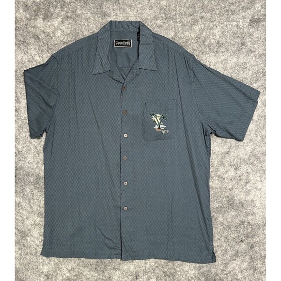 OP Ocean Pacific Camp Shirt Mens L Button Up Cotton Rayon Outdoor Vacation Beach - Picture 3 of 15